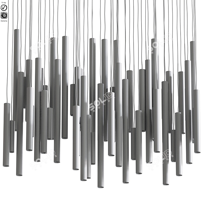 Sleek Tube Pendant Light 3D model image 2