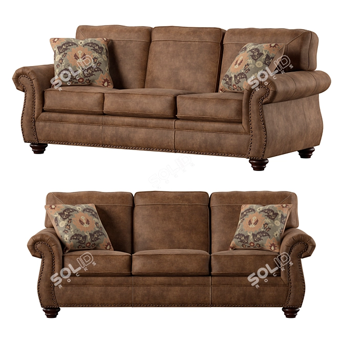 German Royal Classic Leather Chesterfield Sofa 3D model image 1