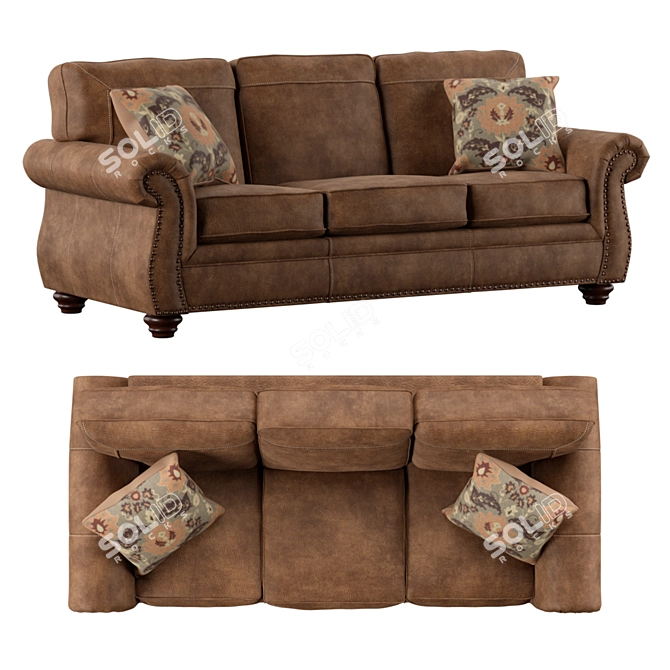 German Royal Classic Leather Chesterfield Sofa 3D model image 2