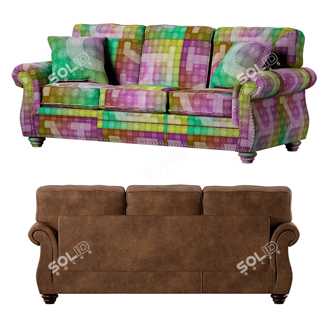 German Royal Classic Leather Chesterfield Sofa 3D model image 3