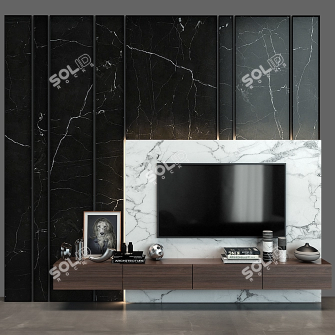 Sleek TV Wall Set 45 3D model image 1