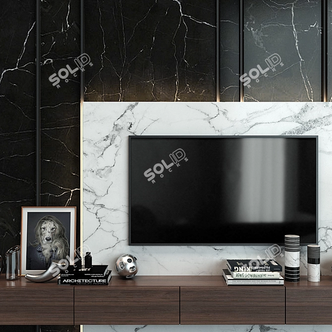 Sleek TV Wall Set 45 3D model image 2