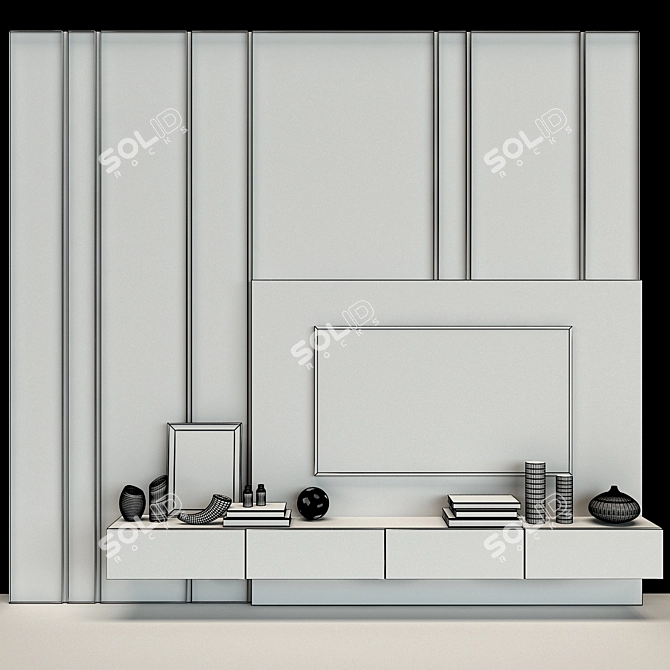 Sleek TV Wall Set 45 3D model image 3