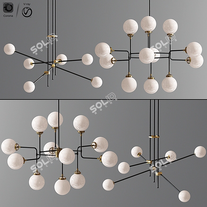 Elegant Crystal Chandelier: Vector-Style Lighting 3D model image 1