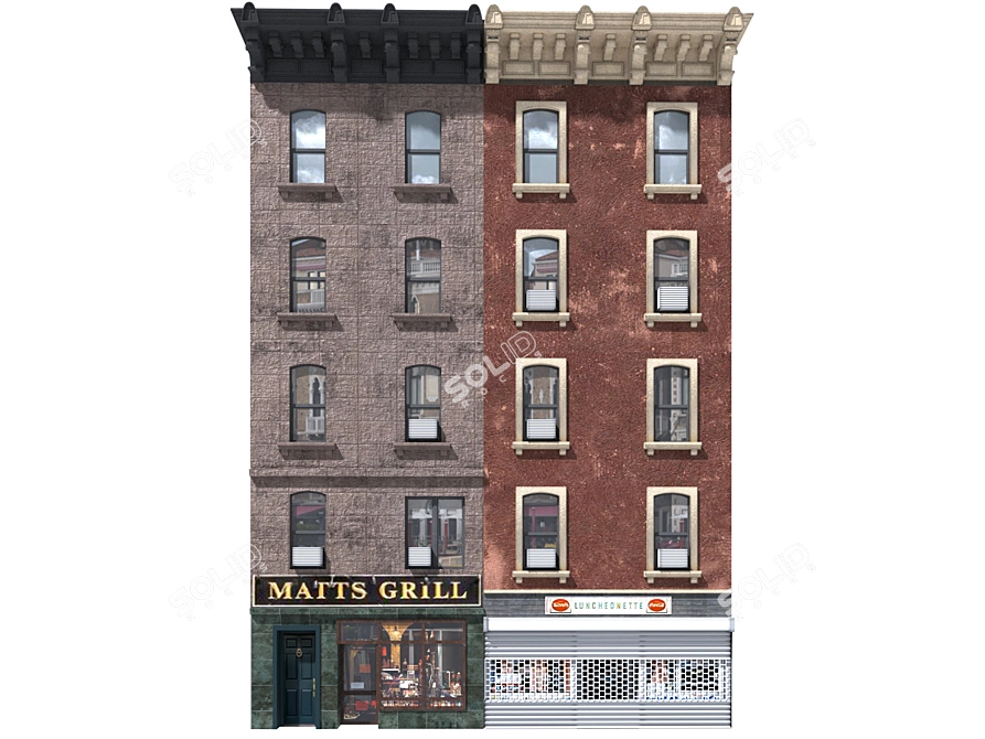 Vintage Facade for Old Building 3D model image 3