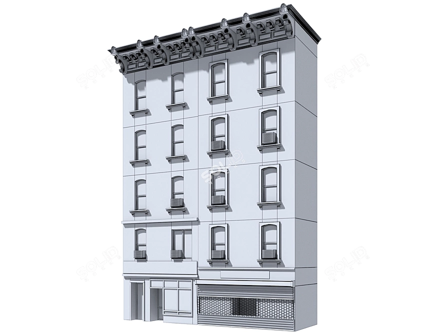 Vintage Facade for Old Building 3D model image 4