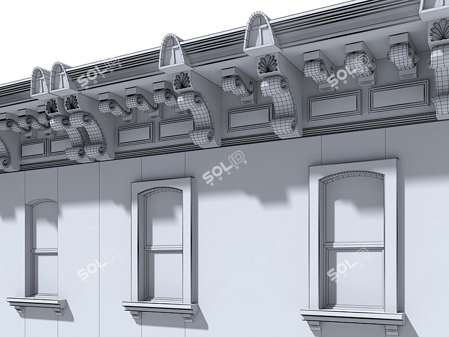 Vintage Facade for Old Building 3D model image 5