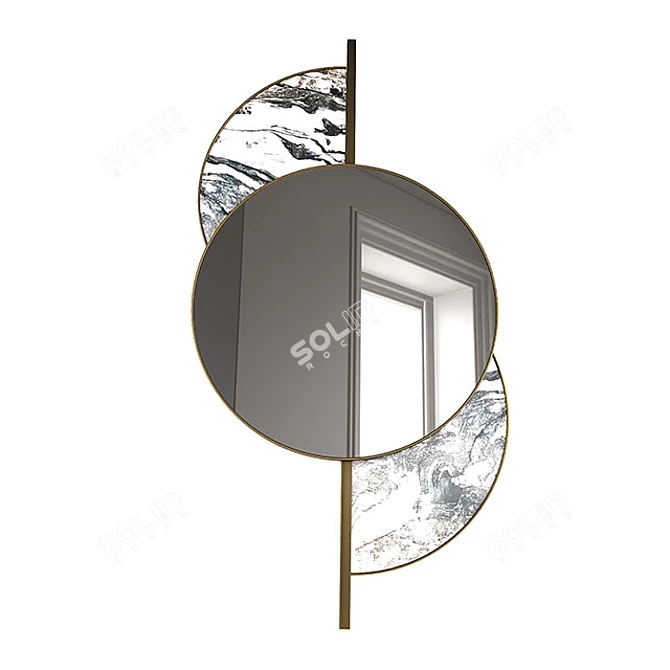 Radiant Reflections: Gold & Marble Mirror 3D model image 2