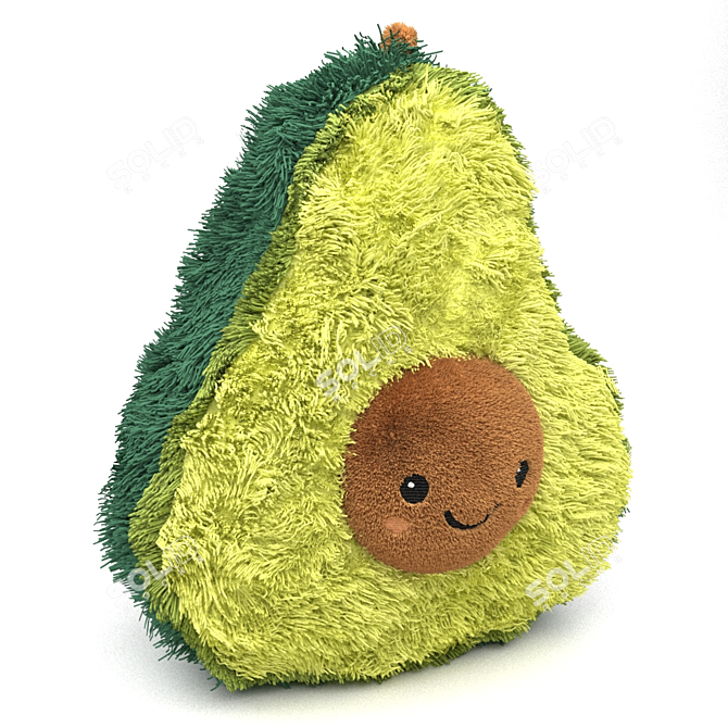Adorable Plush Avocado Toy 3D model image 2