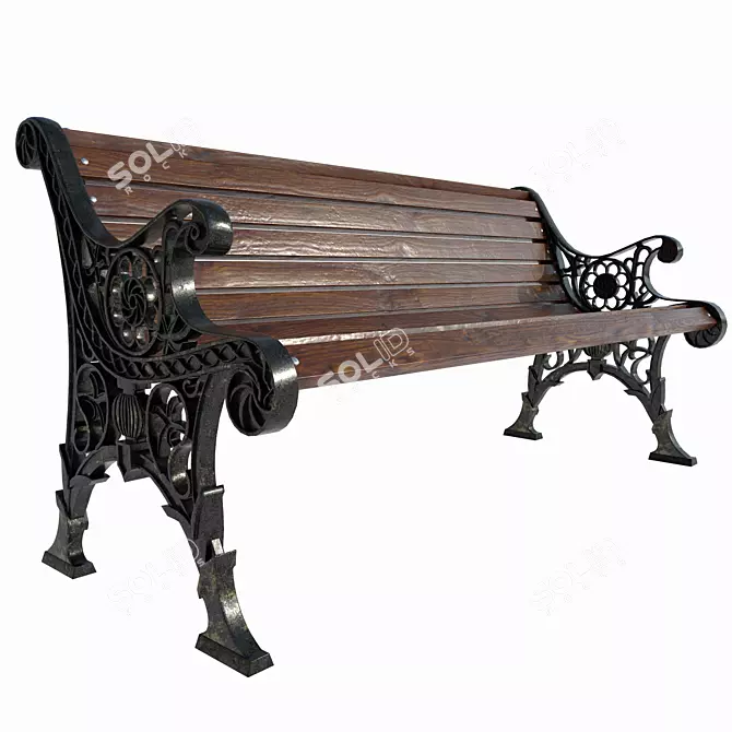 Cityscape Charm: Openwork Bench 3D model image 1