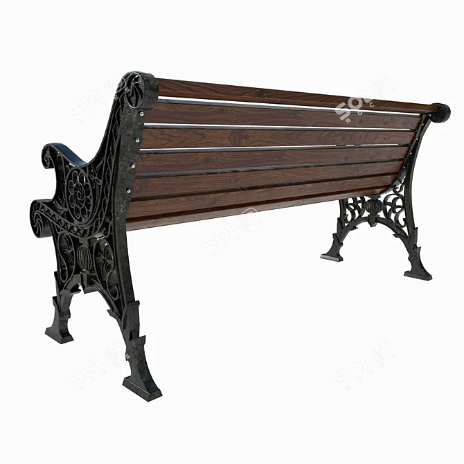 Cityscape Charm: Openwork Bench 3D model image 3