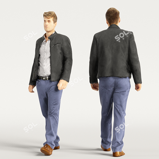 Realistic 3D Scanned Man - 3 Variations 3D model image 3