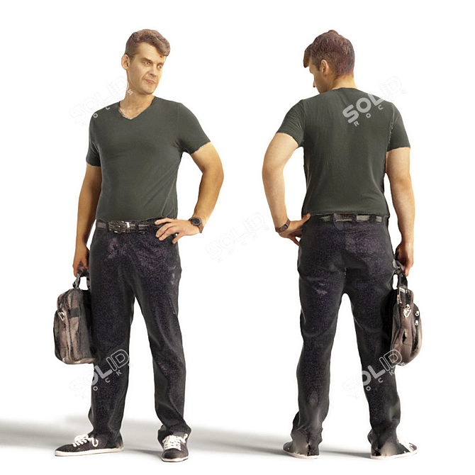 Realistic 3D Scanned Man - 3 Variations 3D model image 4