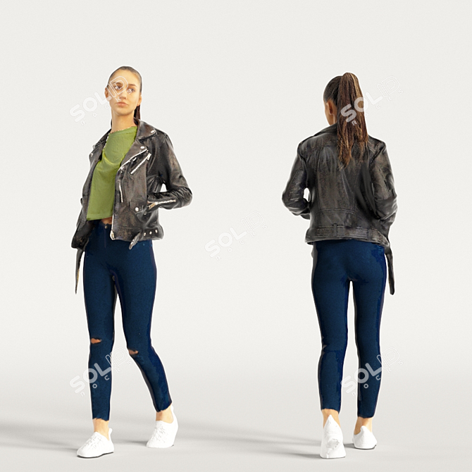 Realistic 3D Scanned Woman with Varying Colors 3D model image 2
