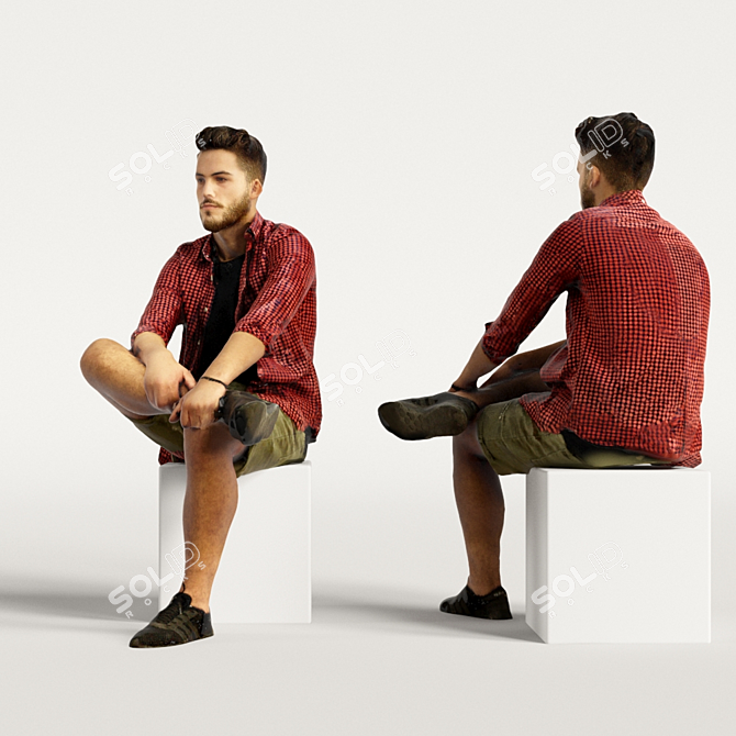 Realistic 3D Scanned Man: 3 Color Variations 3D model image 1