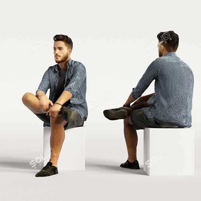 Realistic 3D Scanned Man: 3 Color Variations 3D model image 2