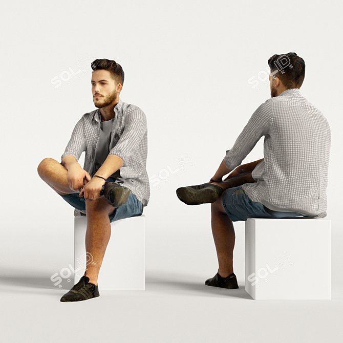 Realistic 3D Scanned Man: 3 Color Variations 3D model image 3