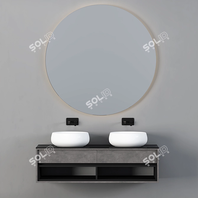 Modern Bathroom Cabinet Set 3D model image 1