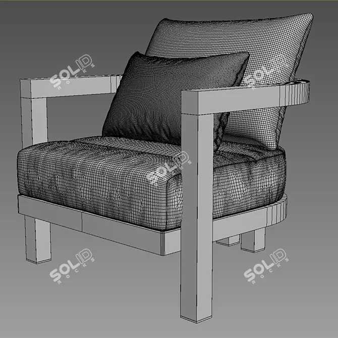 Luxurious Portofino Teak Lounge Chair 3D model image 2