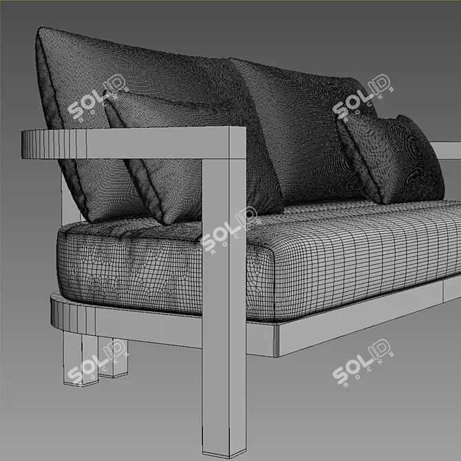 Gorgeous 72" Portofino Teak Sofa 3D model image 2