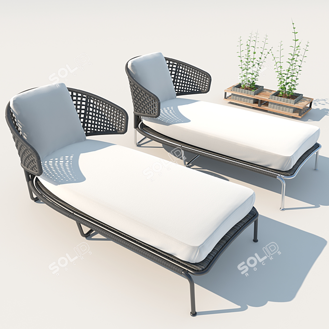 Elegant Outdoor Chaise Lounge 3D model image 5