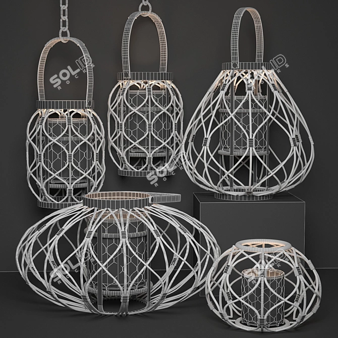 Rattan Luminary Set: Exquisite Lighting Solution 3D model image 3