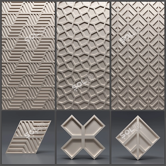 Seamless Gypsum 3D Panels: Stylish and Versatile 3D model image 1