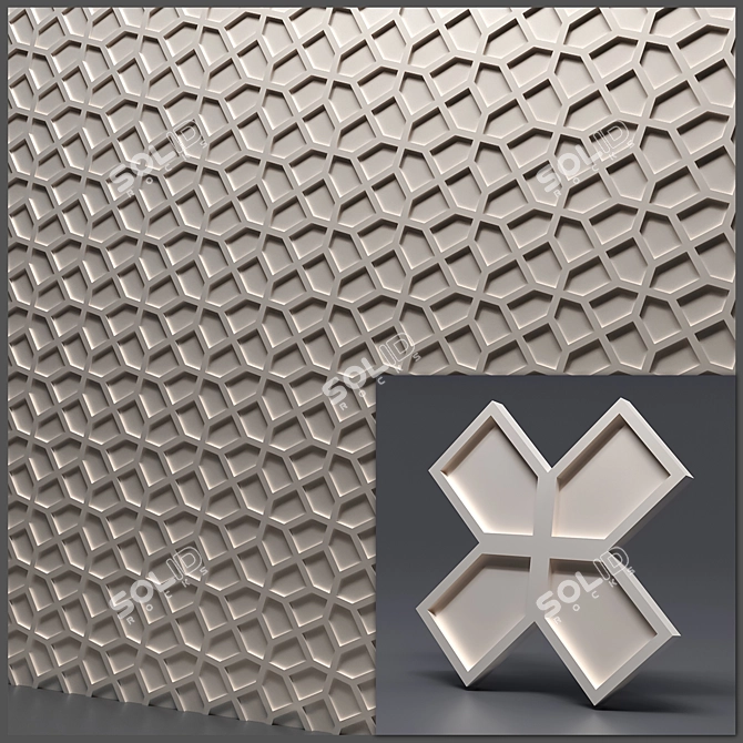 Seamless Gypsum 3D Panels: Stylish and Versatile 3D model image 3
