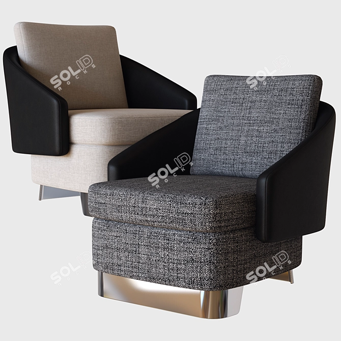 Minotti Lawson Medium Armchair: Sleek and Stylish 3D model image 1