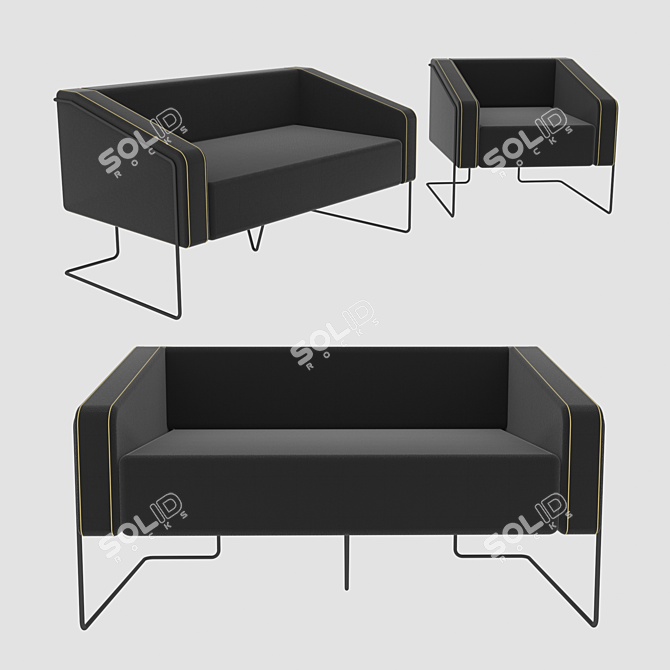 Comfortable Jovita Sofa Set 3D model image 1