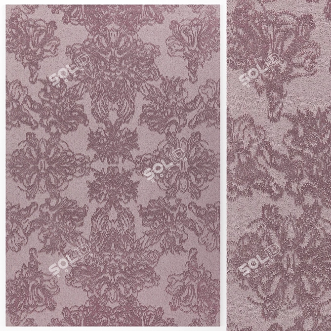 Elegant Damask Carpet 3D model image 1