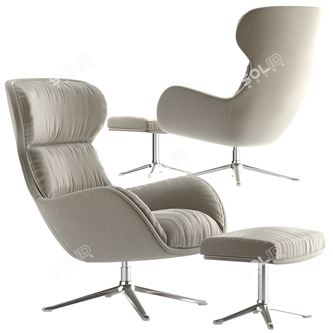 Boconcept Reno Chair & Footstool 3D model image 4