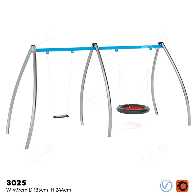 Title: Buglo Double Swing for Kids' Playgrounds 3D model image 1