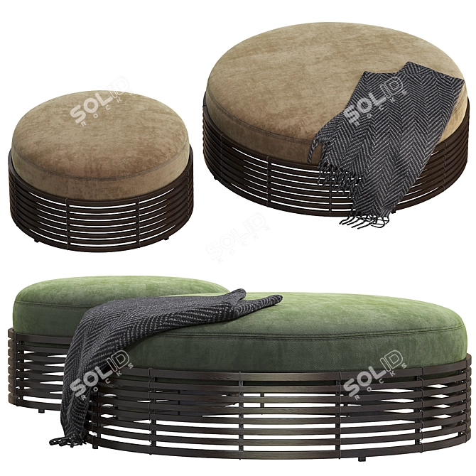 Lolah Rattan Indoor Ottoman 3D model image 3