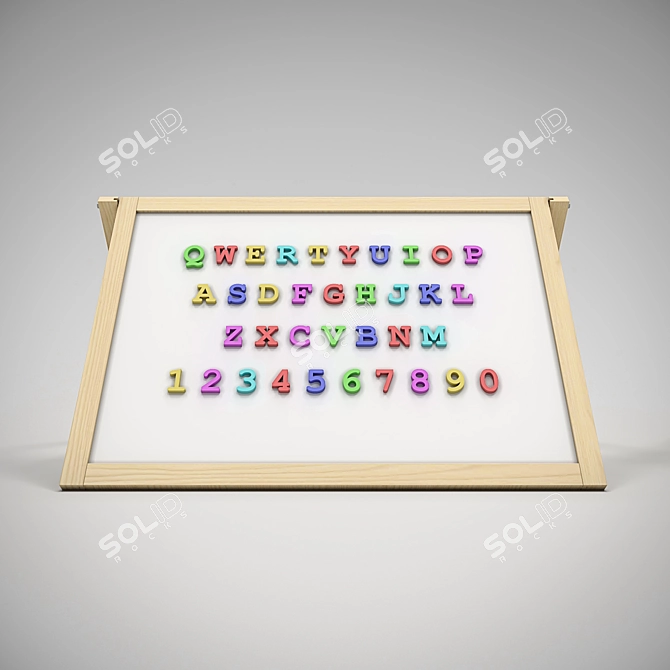 Fun Learning Magnetic Board with Letters 3D model image 1