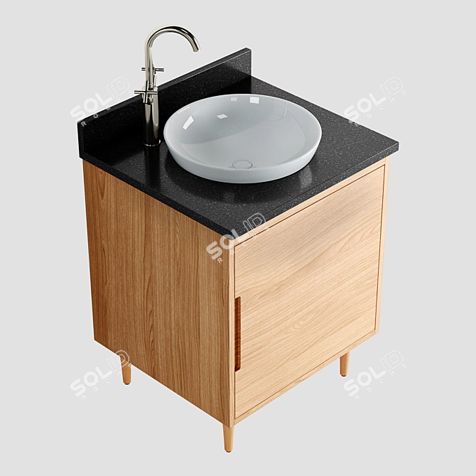 Modern 24" Teak Vanity Set 3D model image 2