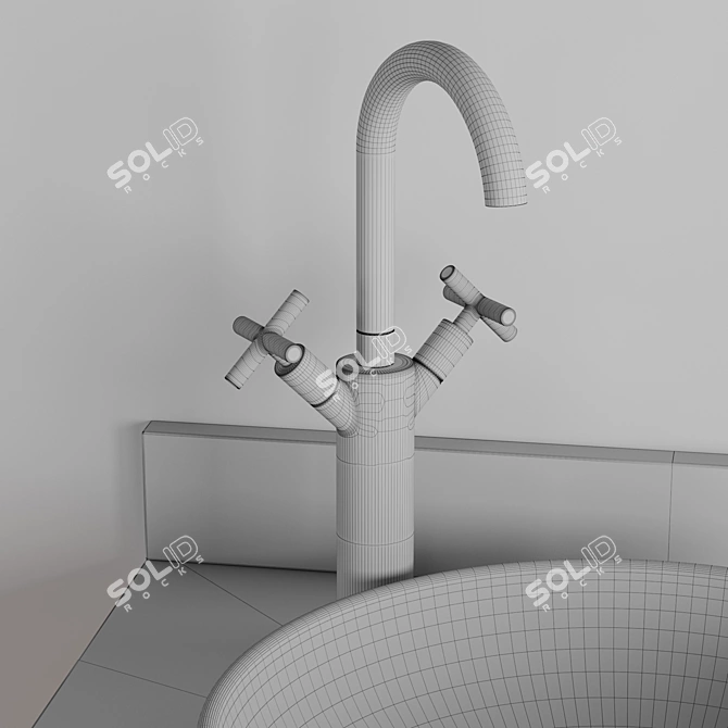 Modern 24" Teak Vanity Set 3D model image 5