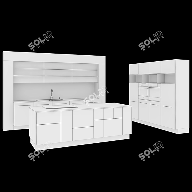 Modern Kitchen Setup 3D model image 2