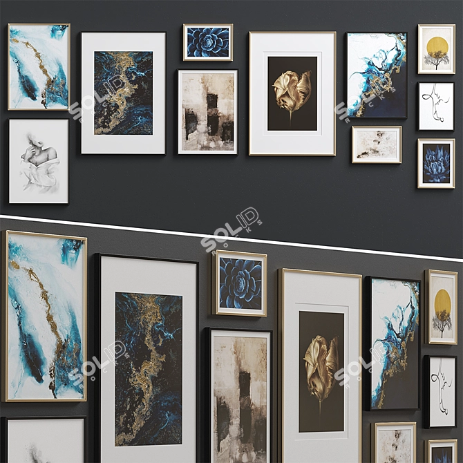 Elegant Interior Picture Frames - Set of 12 3D model image 1