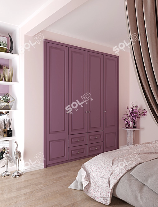 Custom-Built Wardrobe: Sleek & Spacious 3D model image 2