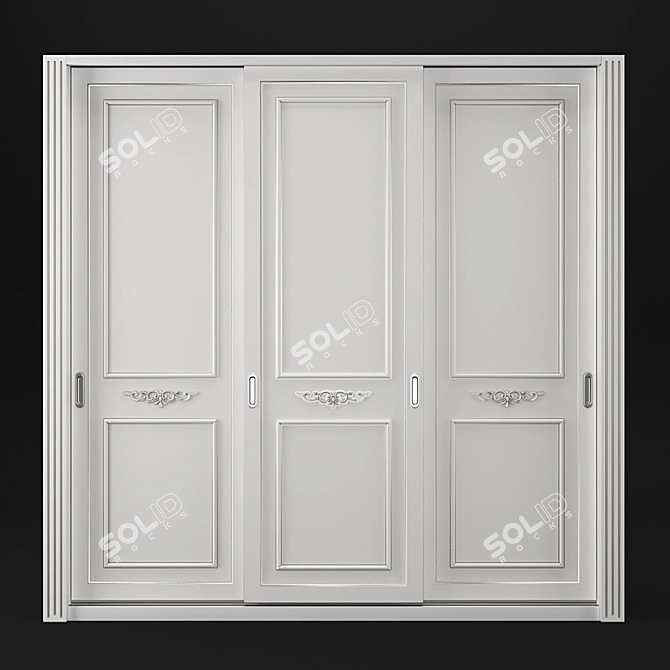 Title: Silver Patina Sliding Wardrobe 3D model image 1