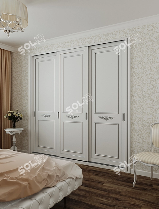 Title: Silver Patina Sliding Wardrobe 3D model image 2