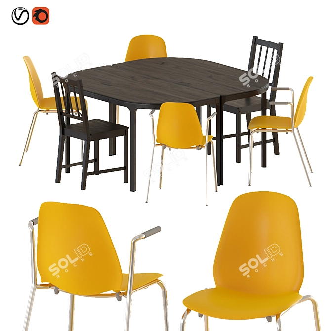 Classy Dining Set: IEKA Bekant Table & Leifarne Chairs 3D model image 1