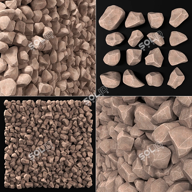 Polygons 175K, Textured River Stone 3D model image 1