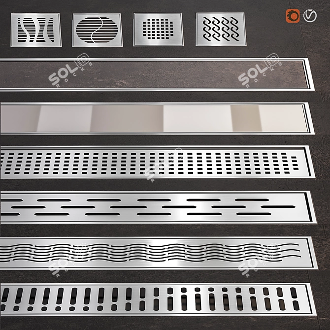 ACO Shower Grates & Channels Set 3D model image 1