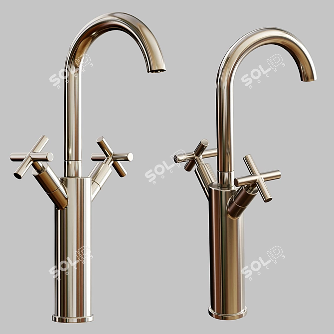 Modern Vessel Faucet with Pop-Up Drain 3D model image 1