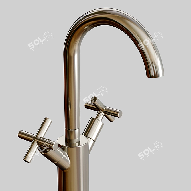 Modern Vessel Faucet with Pop-Up Drain 3D model image 2