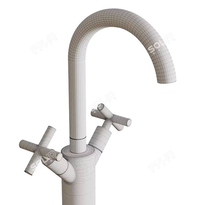 Modern Vessel Faucet with Pop-Up Drain 3D model image 3