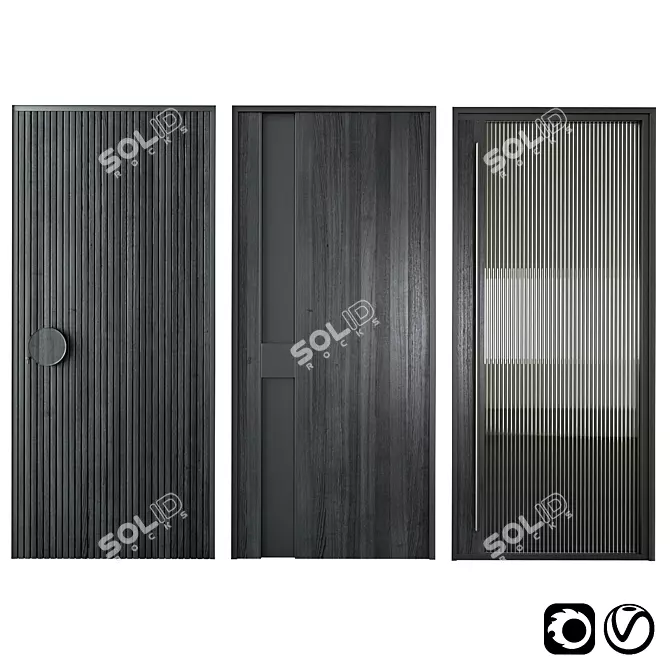 Sleek Black Entry Door 3D model image 1