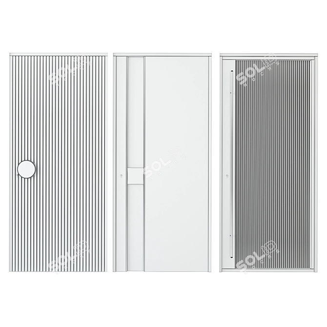 Sleek Black Entry Door 3D model image 3